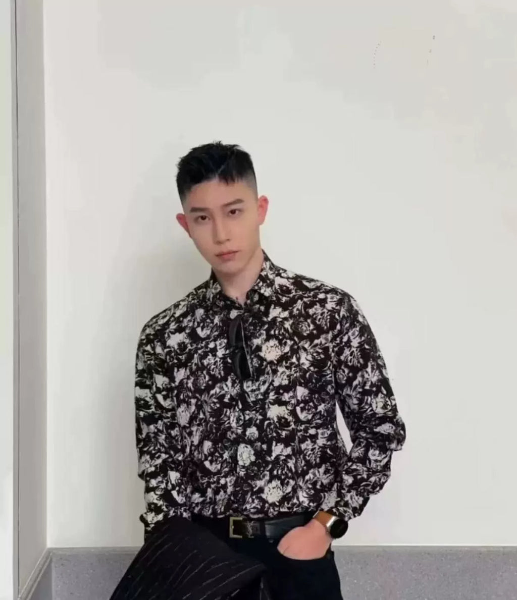 Saint Laurent 22SS Silk French Rose Shirt