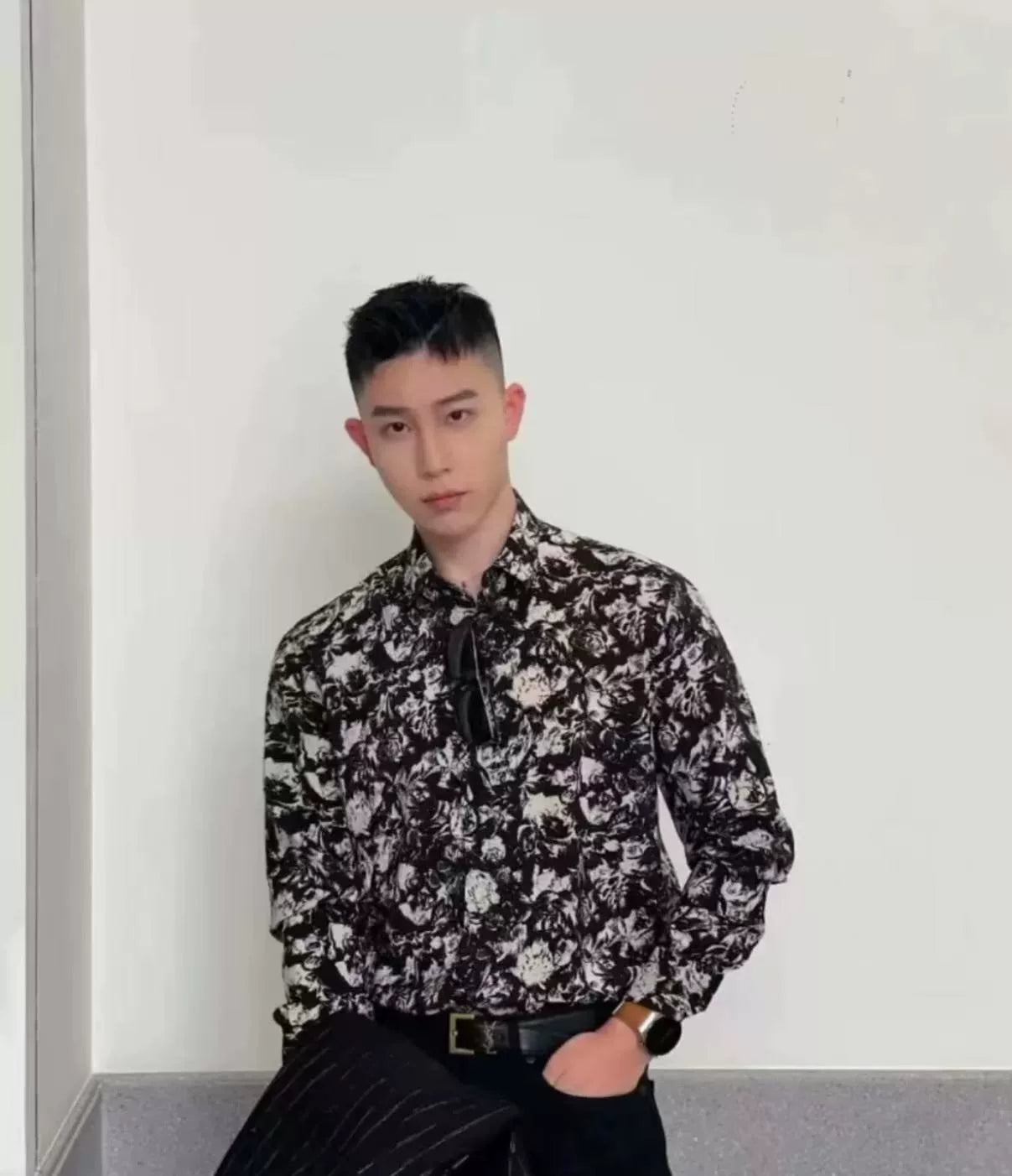 Saint Laurent 22SS Silk French Rose Shirt