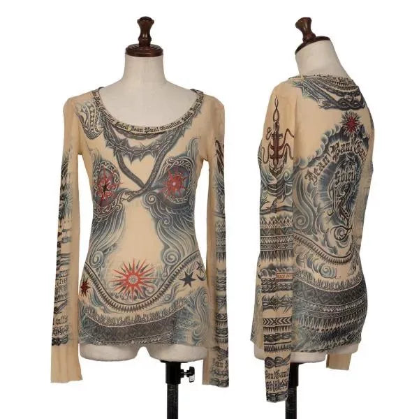 Jean Paul Gaultier Vintage Beige Floral Mesh Top