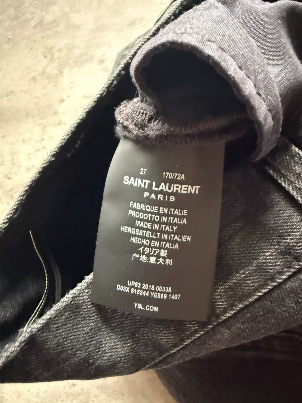 Saint Laurent 18AW Black Washed Claw Distressed Jeans