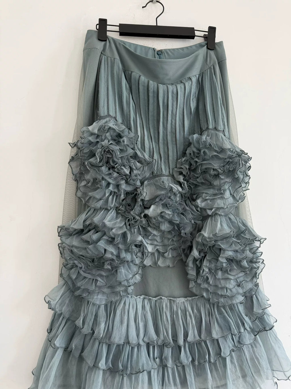 Dries van Noten Midi Gray Silk Skirt