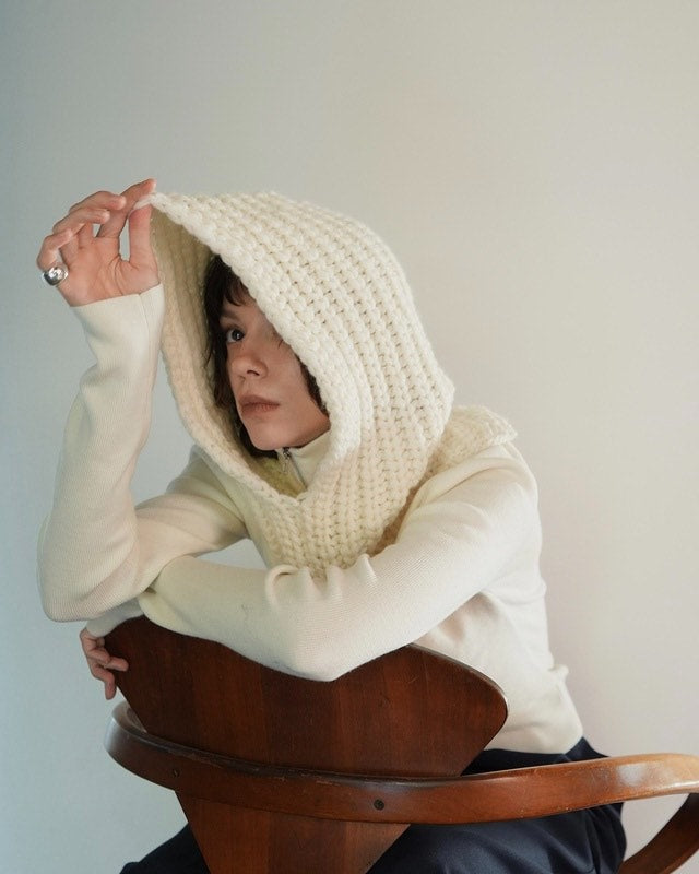 Kijima Takayuki X Clane Wool Knit Balaclava White