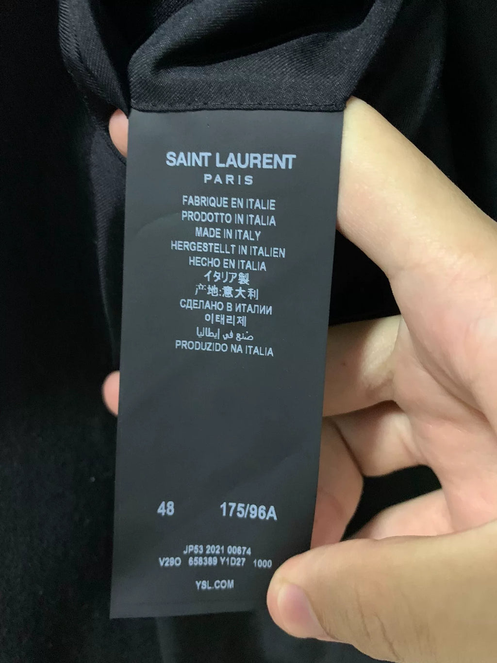 Saint Laurent 21FW Runway Black Sheepskin Striped Suit