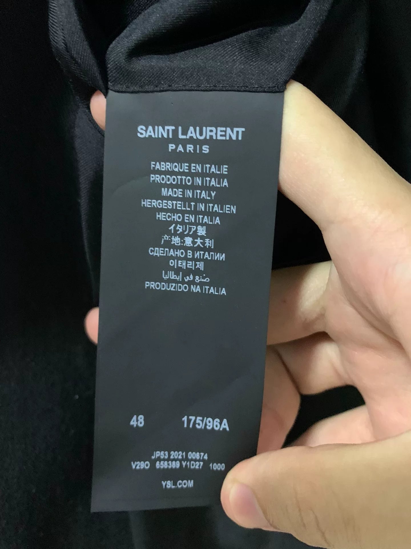 Saint Laurent 21FW Runway Black Sheepskin Striped Suit