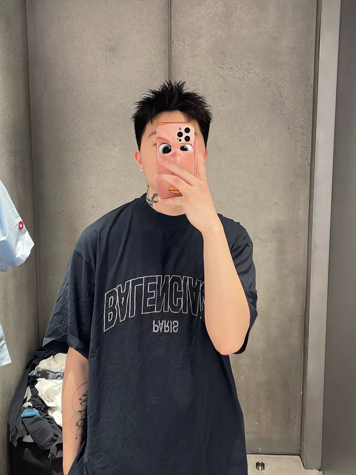 Balenciaga Embroidered Logo Short Sleeve Top