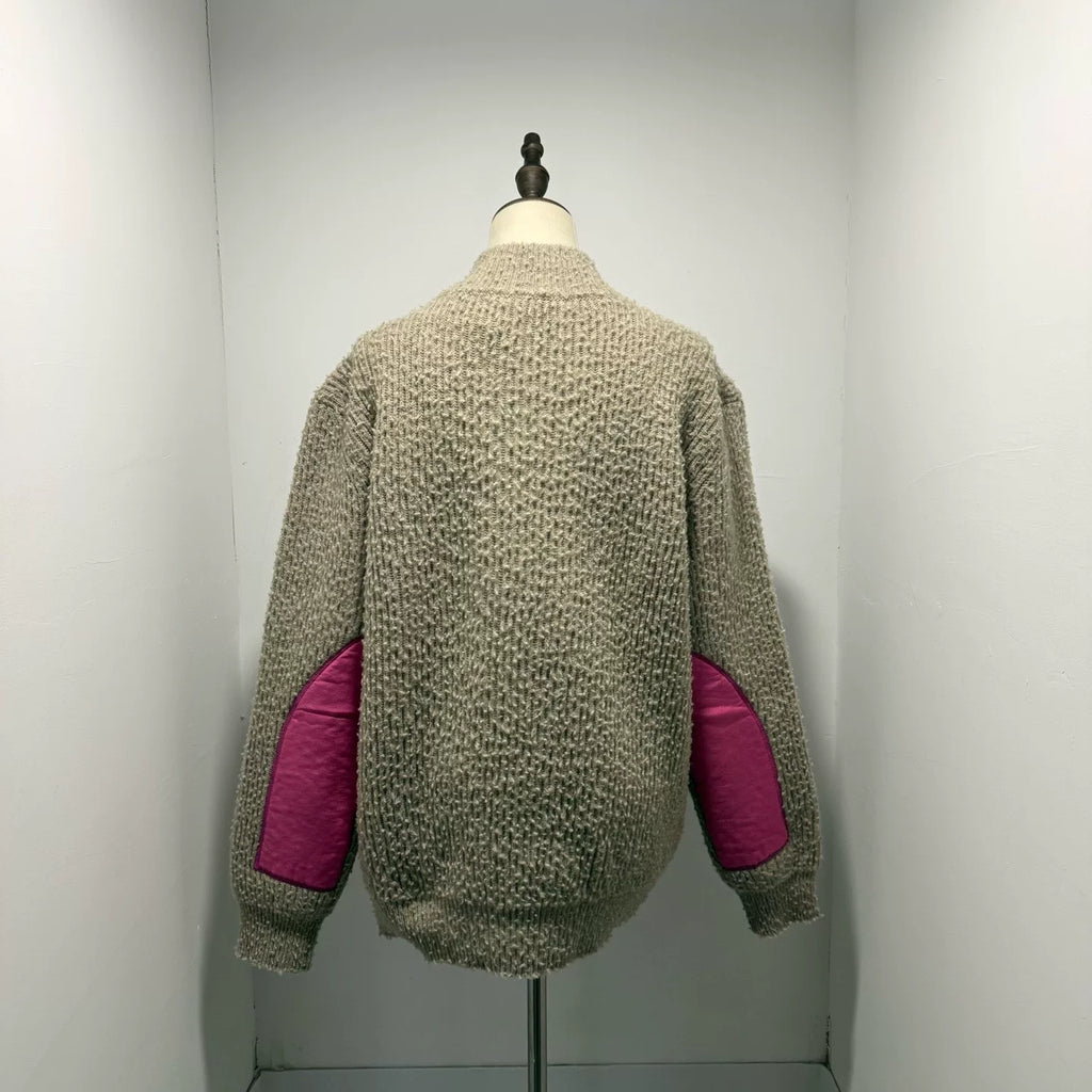 Dior Color-Blocked Zip Stand Collar Long Sleeve Sweater