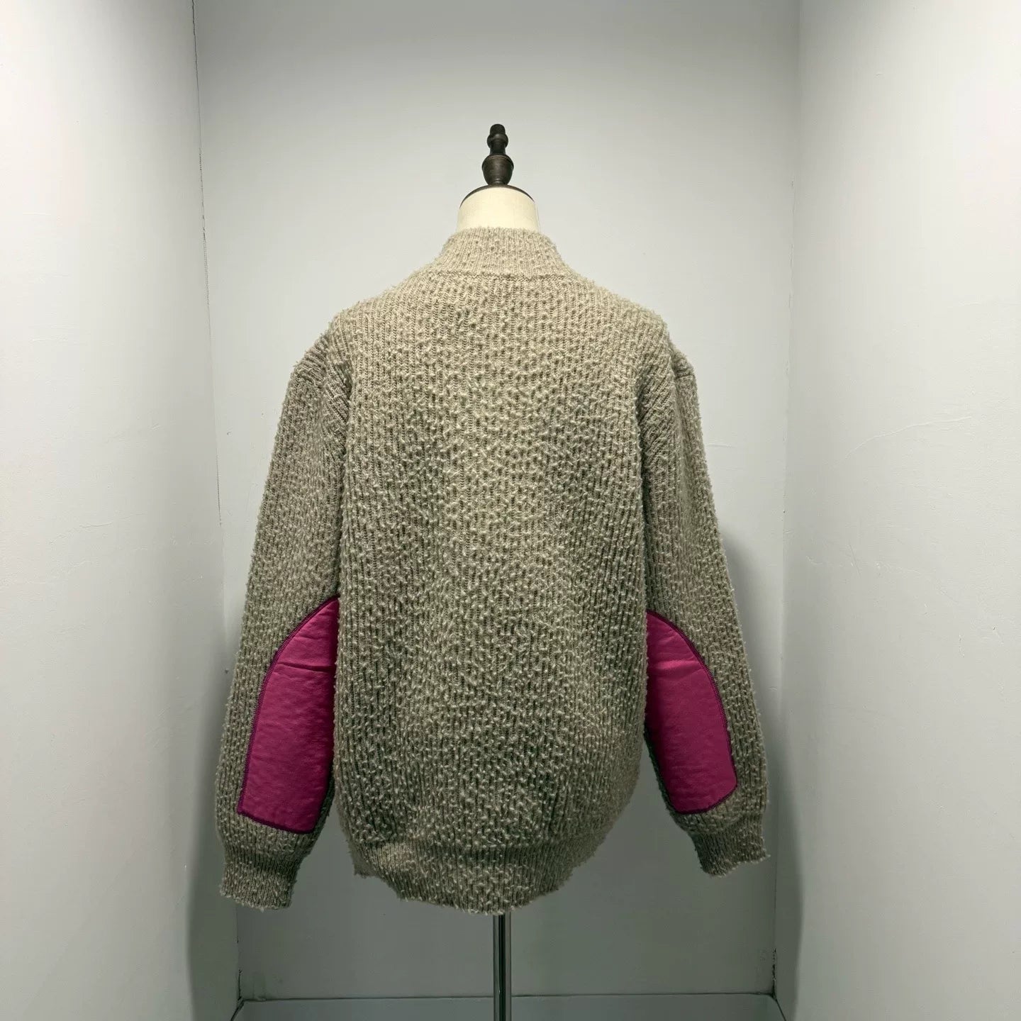 Dior Color-Blocked Zip Stand Collar Long Sleeve Sweater