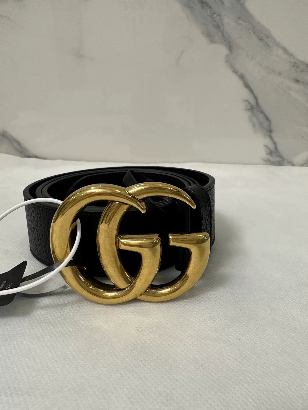 Gucci Black Double G Gold Buckle Belt