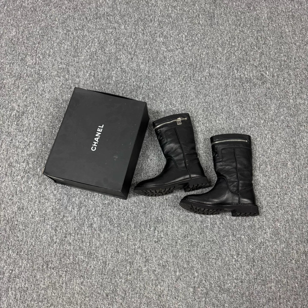 Chanel Double C Zipper Mid-Calf Boots