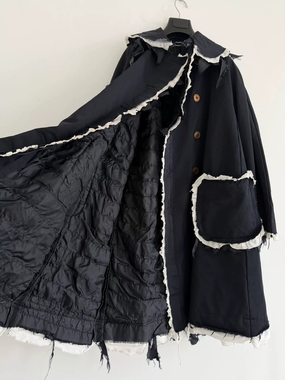 Comme Des Garçons Frayed Edge Snowman Wool Blend Coat