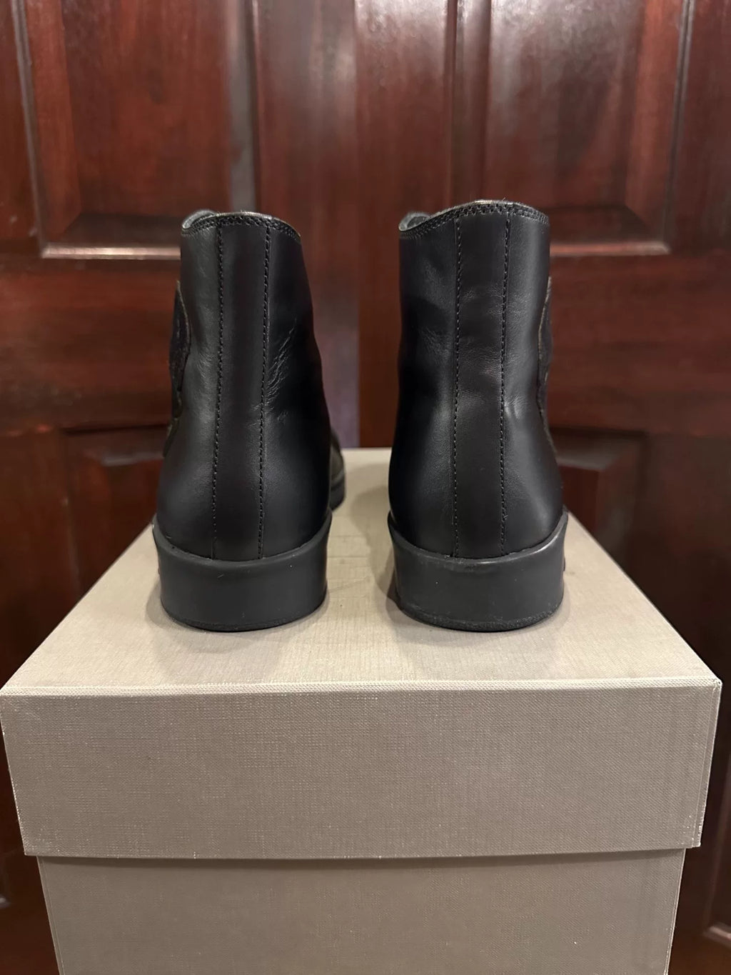 Alexander McQueen FW16 Black Skull Leather Mid-Top Sneakers