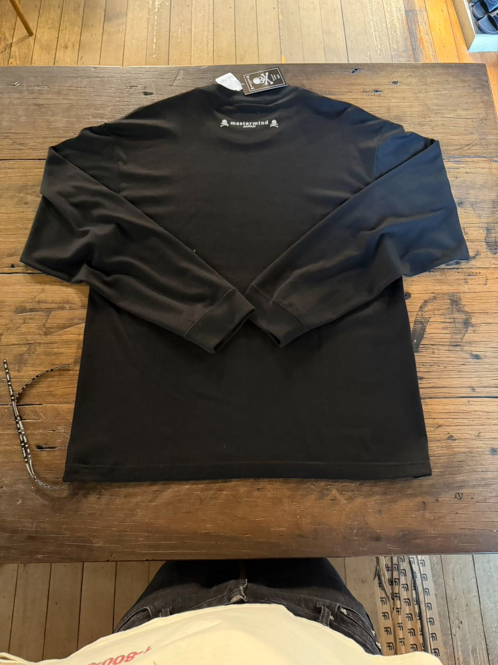 mastermind Japan FW25 Black Loopwheel Glitter Skull Suvin Cotton Long Sleeve T-Shirt