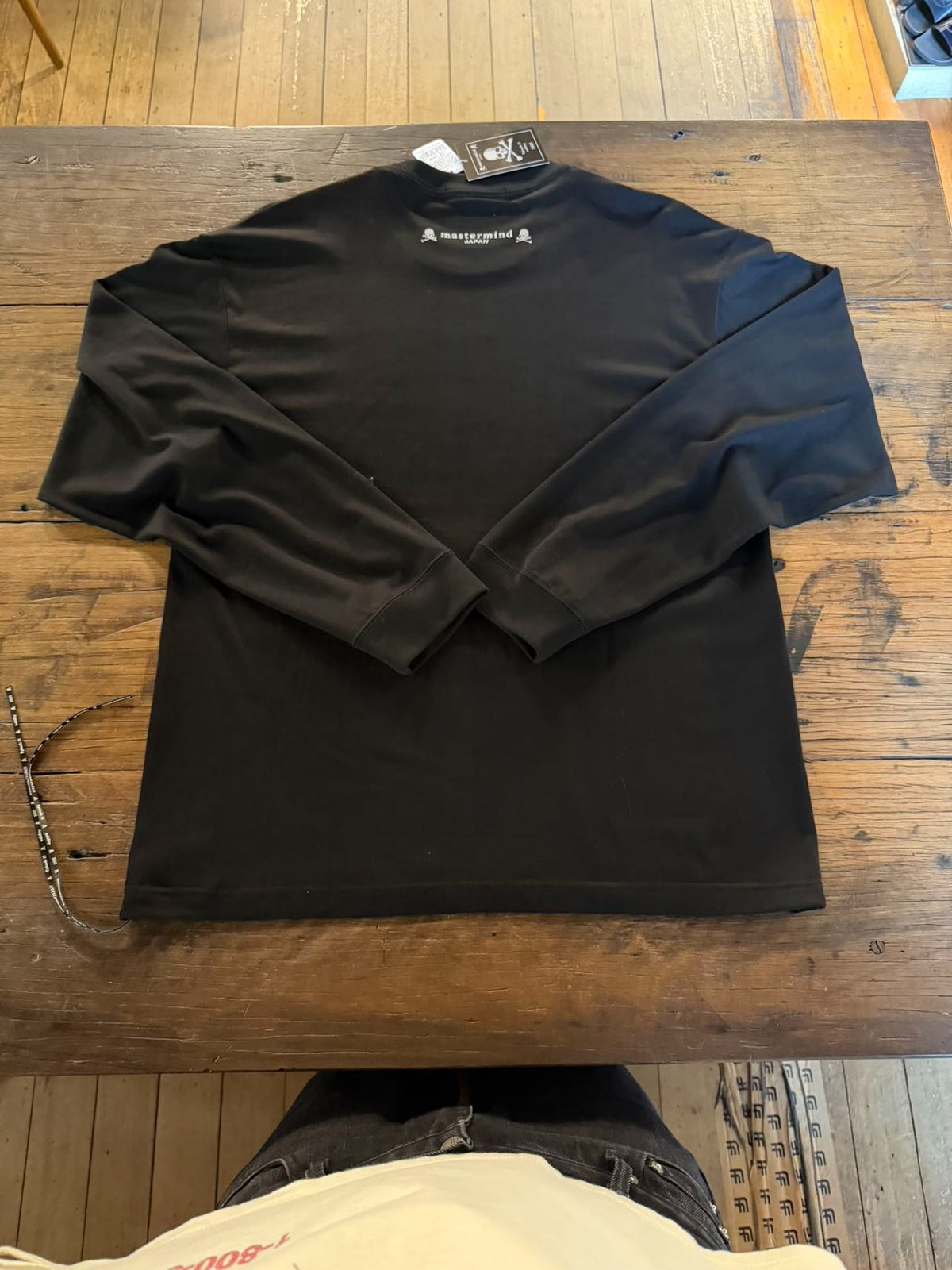 mastermind Japan FW25 Black Loopwheel Glitter Skull Suvin Cotton Long Sleeve T-Shirt