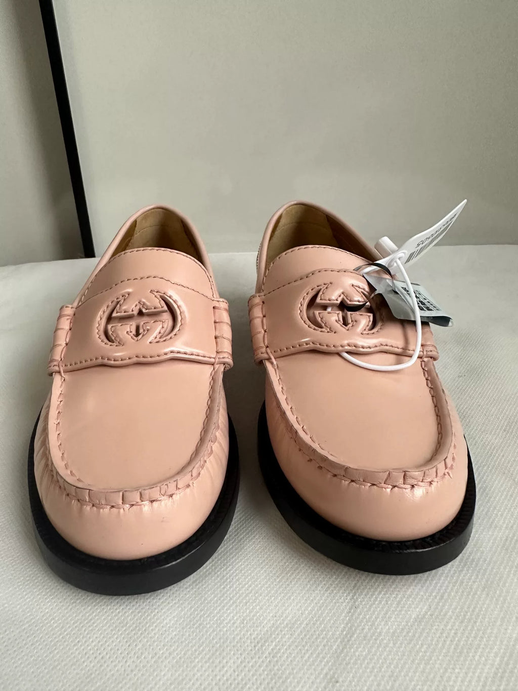 Gucci Pink Double G Logo Loafers