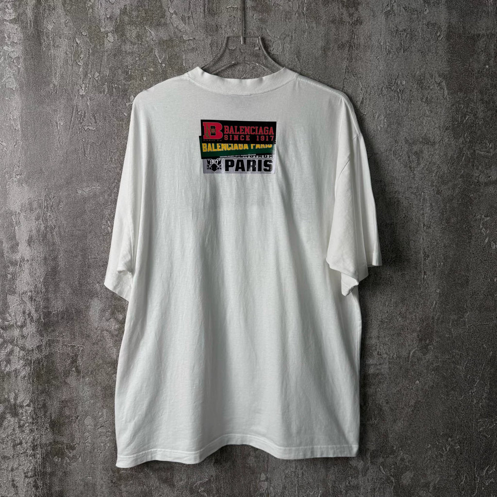 Balenciaga Collage Slogan Print Short Sleeve Top