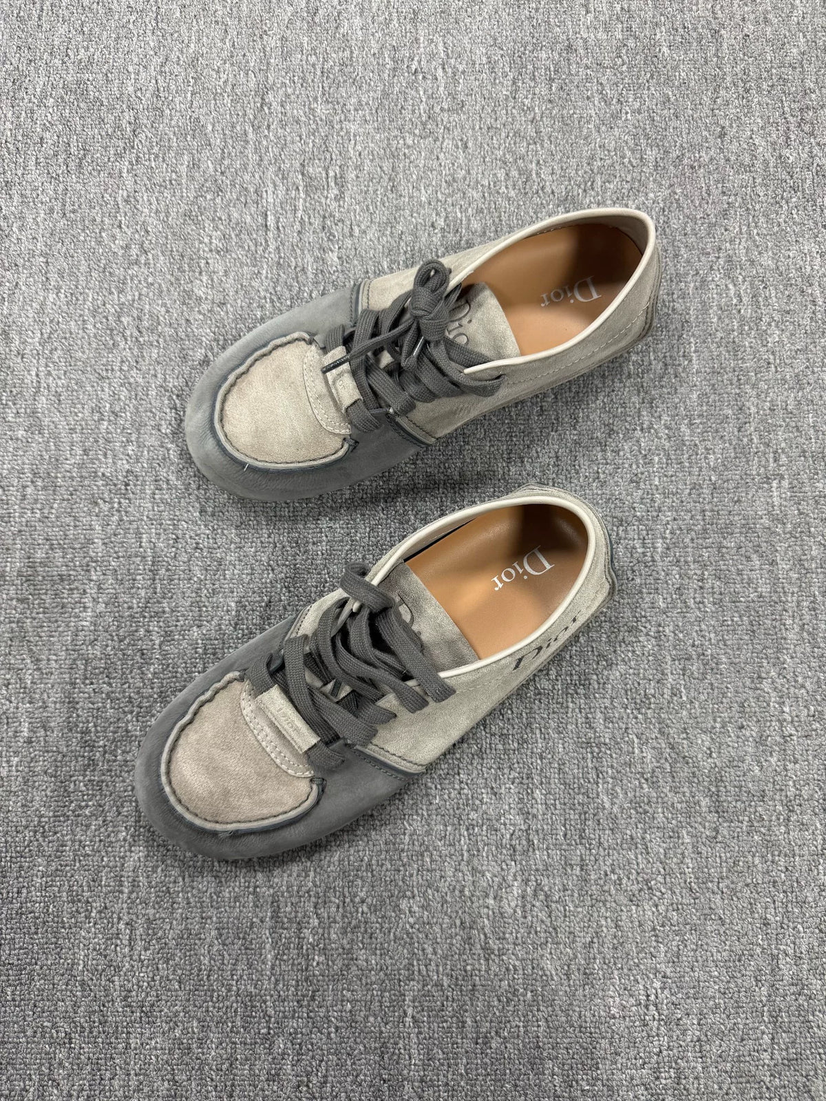 Dior Grey White Suede Loafers