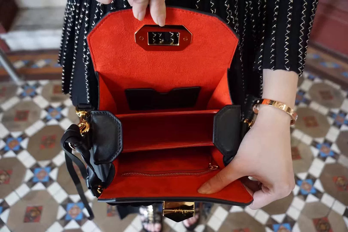 Alexander McQueen Black Metal Ring Square Box Tote Bag