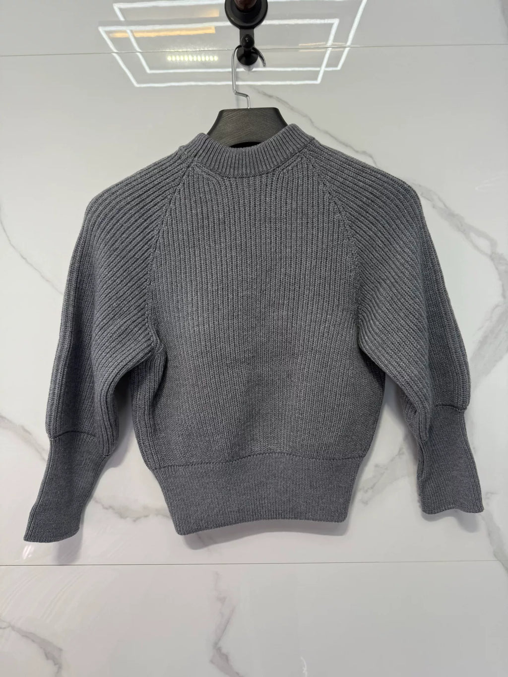 Louis Vuitton Grey Logo Print Knit Sweater