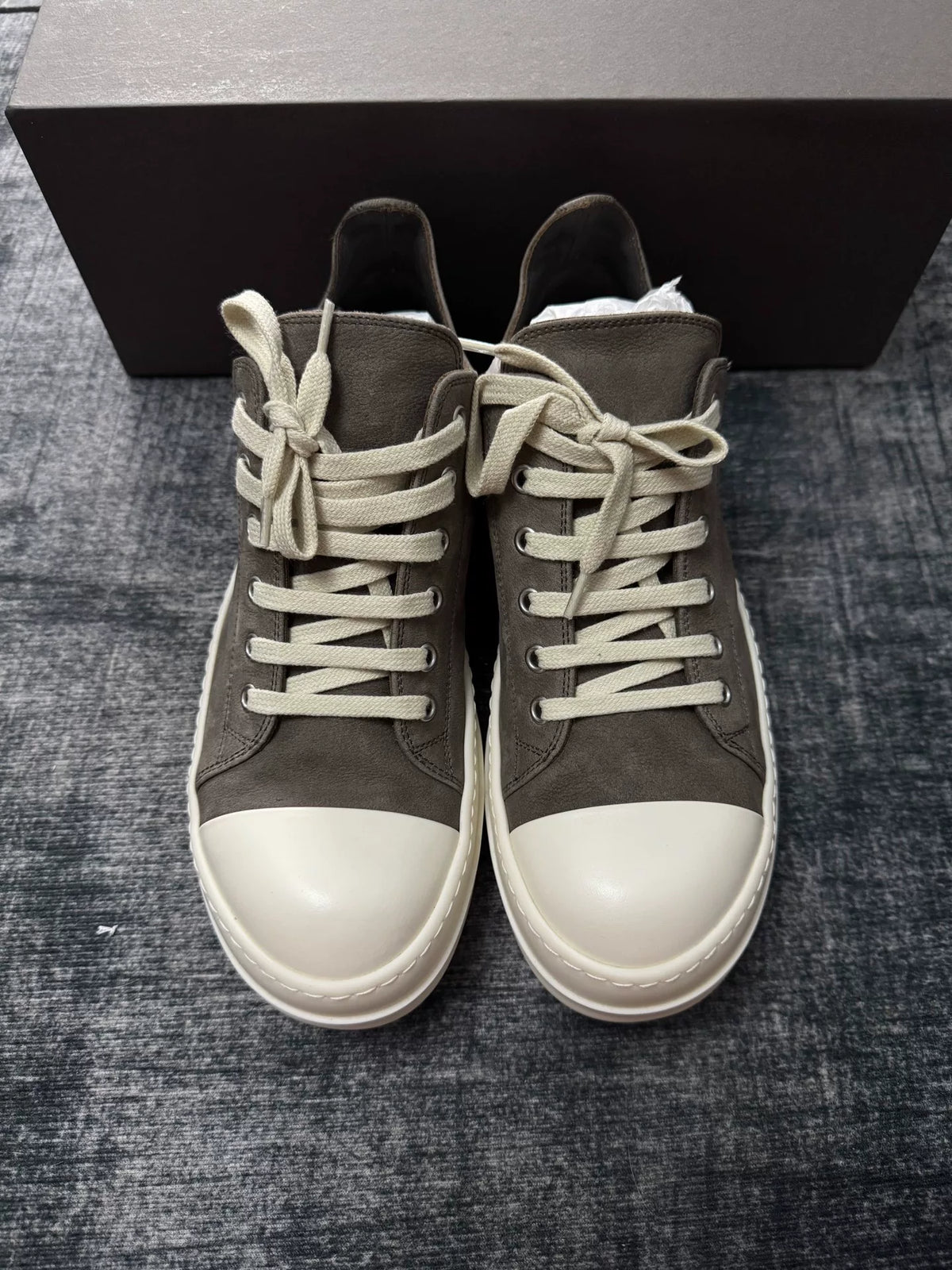 Rick Owens Brown Sheepskin Low Top Sneakers