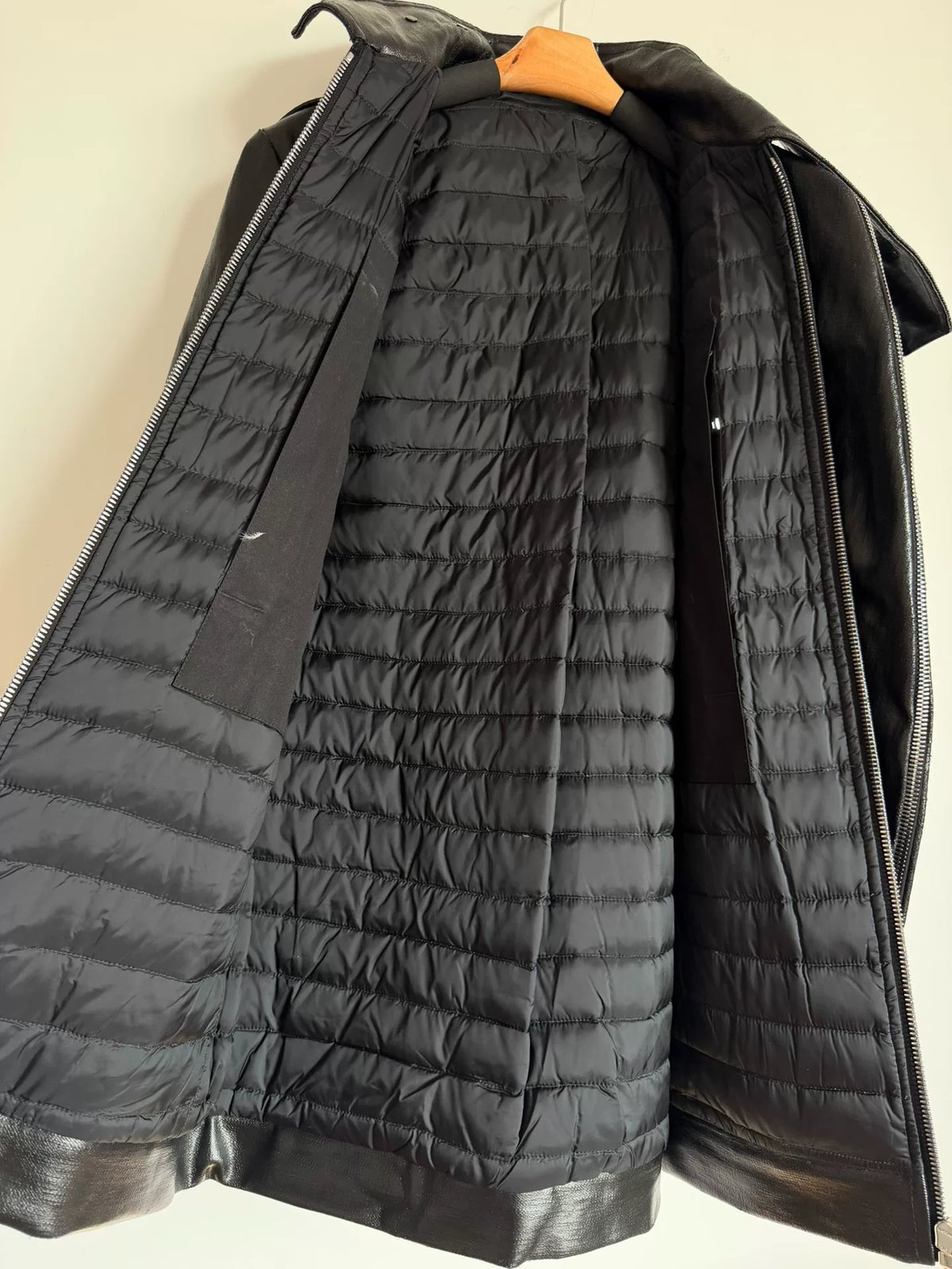 Rick Owens FW17 Black Coated Denim Zip-Up Jacket