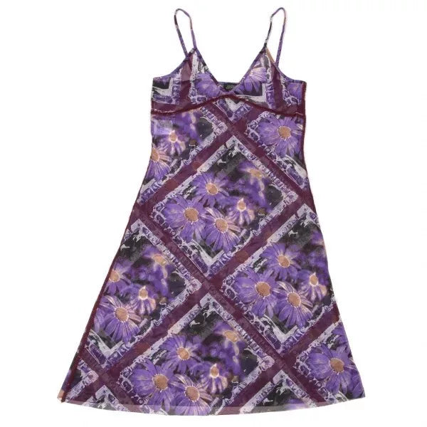 Jean Paul Gaultier Vintage Purple Floral Mesh Dress