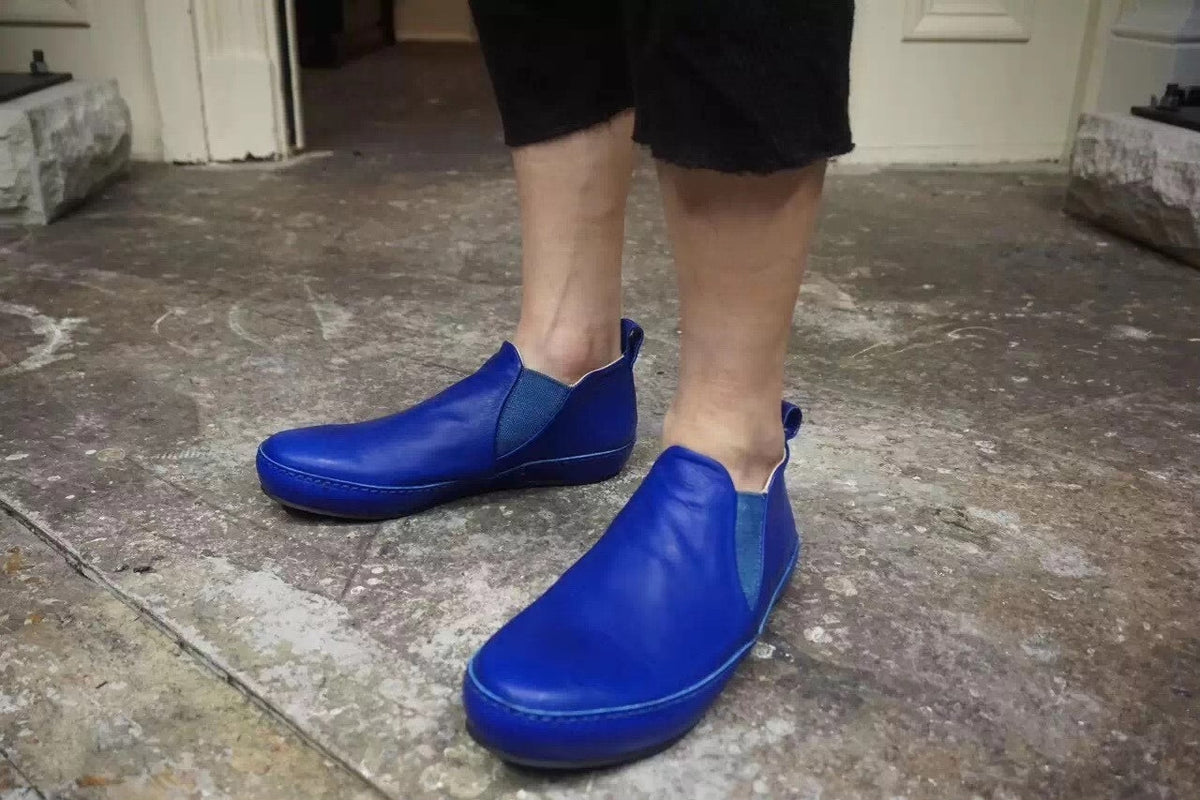 M.A+ Sodalite Blue Slip-On Vacchetta Leather Loafers