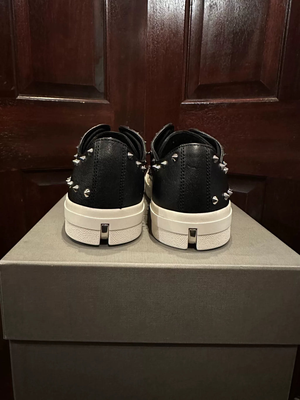 Alexander McQueen Black Studded Hidden Lace Low-Top Calfskin Sneakers