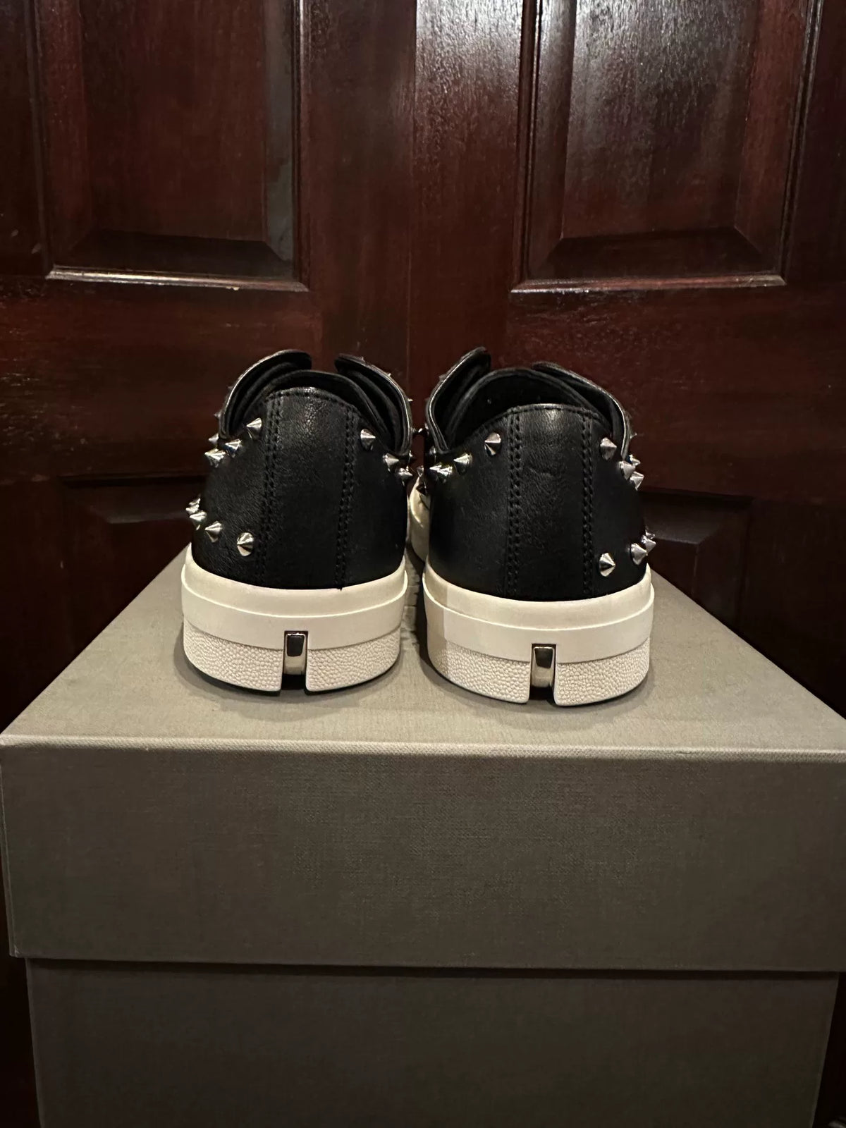 Alexander McQueen Black Studded Hidden Lace Low-Top Calfskin Sneakers
