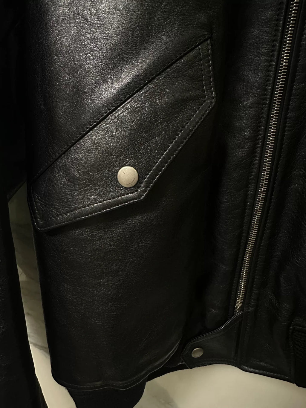 Saint Laurent Black MA-1 Leather Jacket