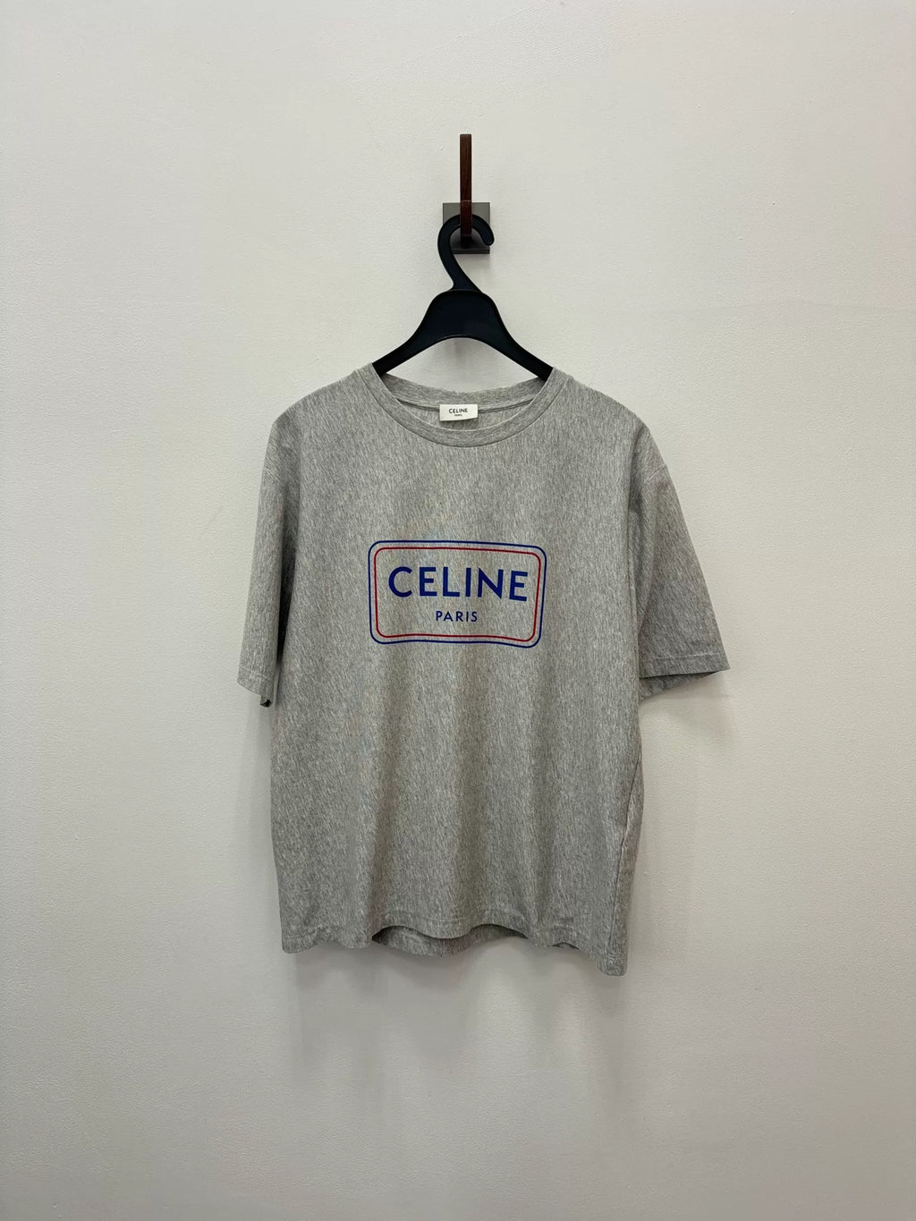 Celine SS26 Grey Logo Print Short Sleeve T-Shirt