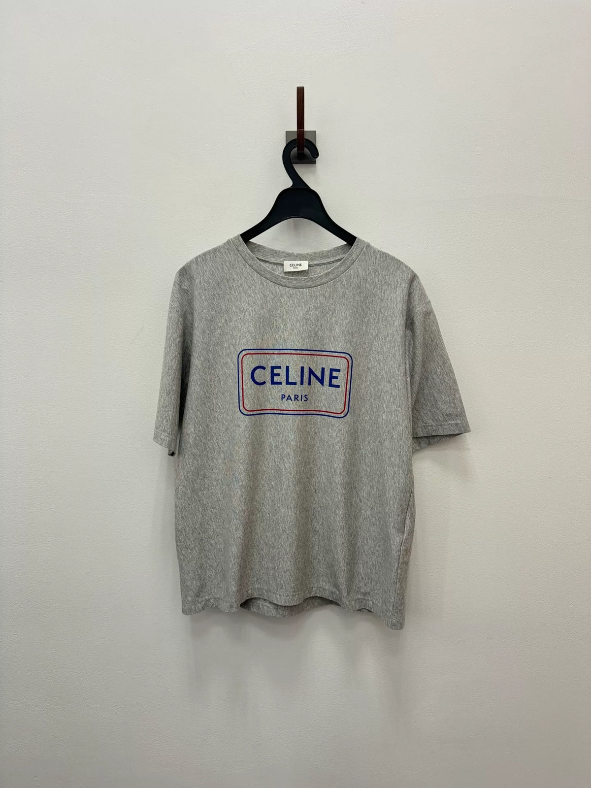Celine SS26 Grey Logo Print Short Sleeve T-Shirt