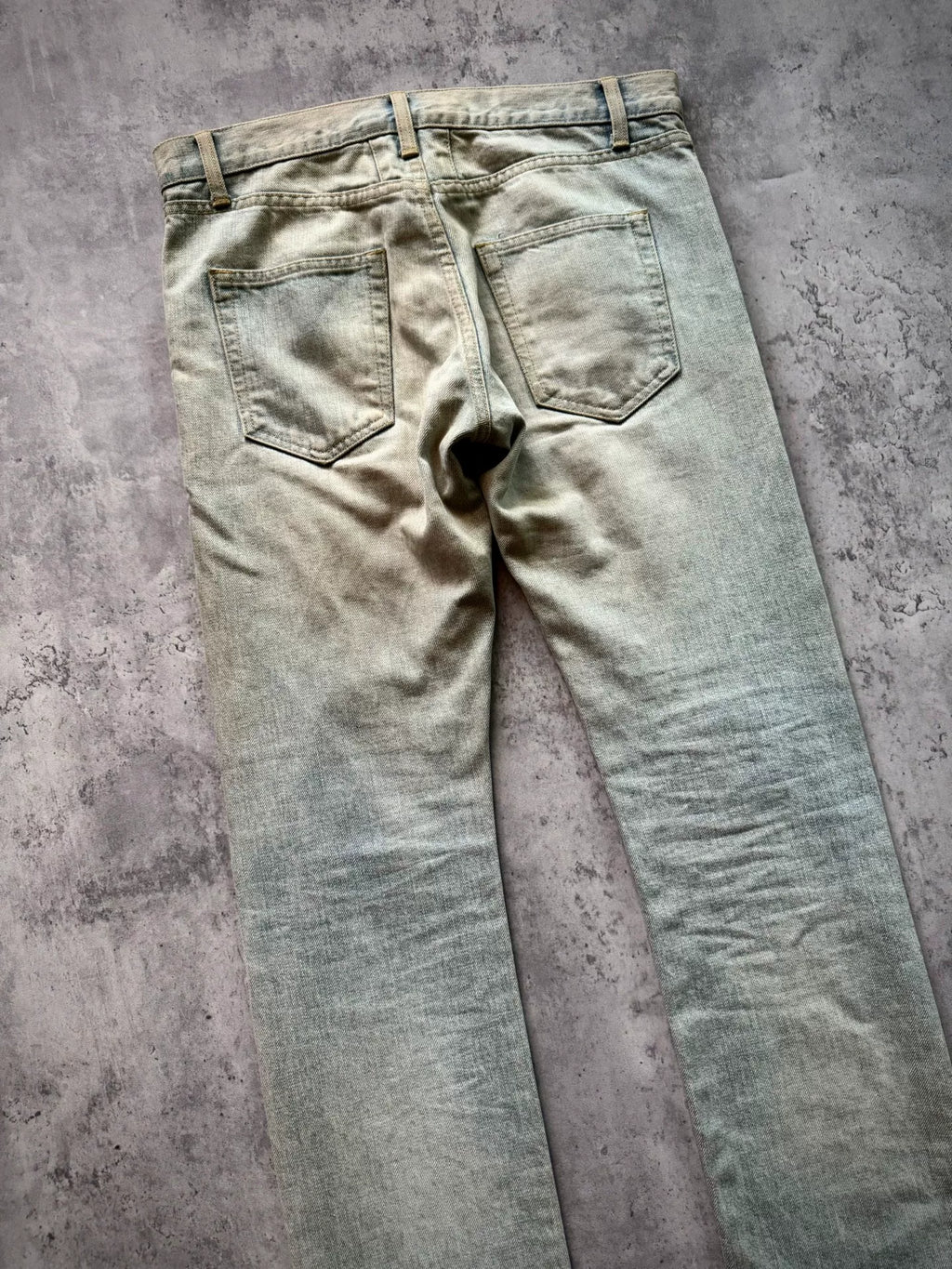Saint Laurent Paris 13SS D01 Ice Blue Mud Dye Distressed Jeans by Hedi Slimane