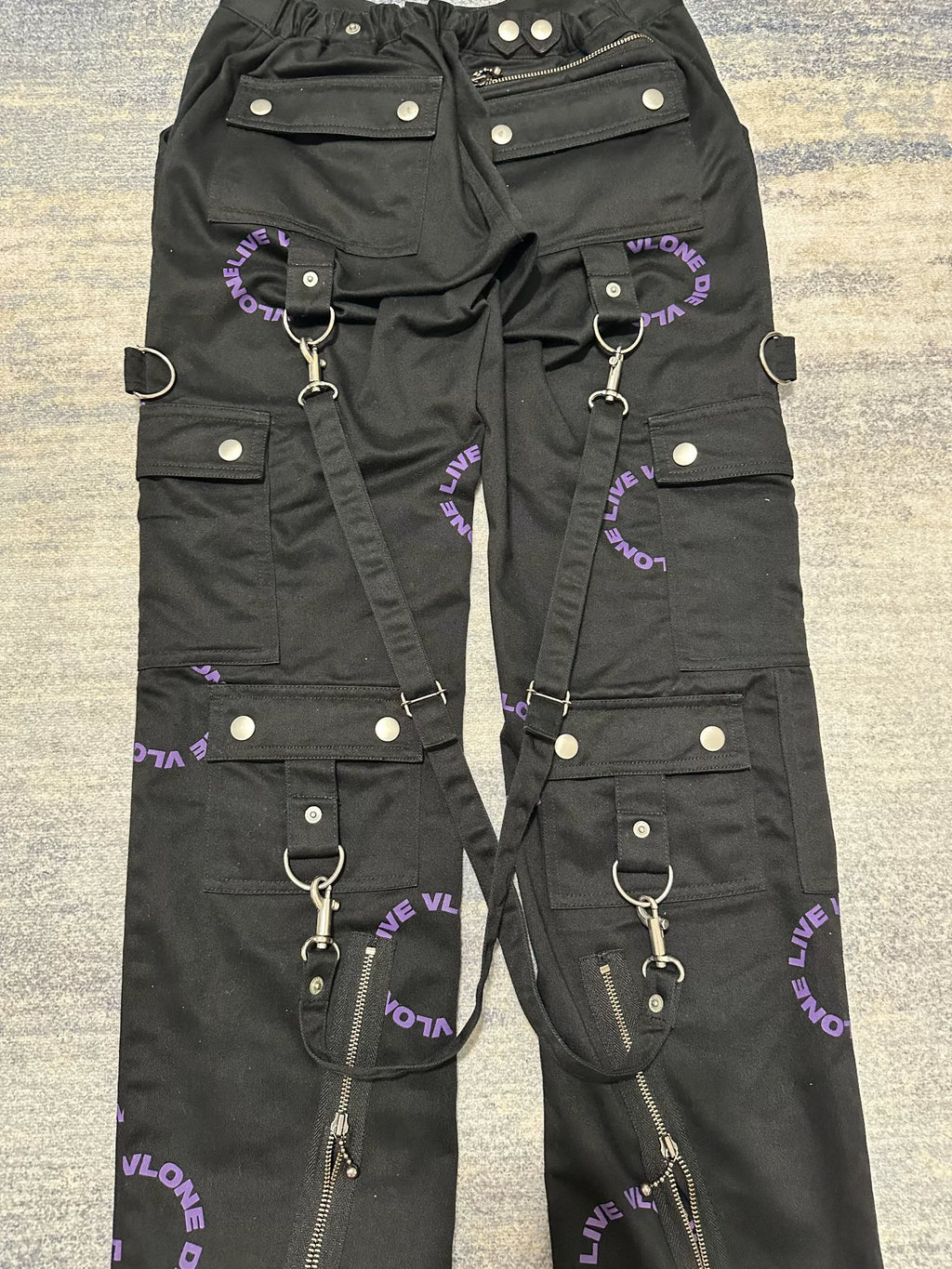 Vlone SS18 Black & Purple Cargo Bondage Pants