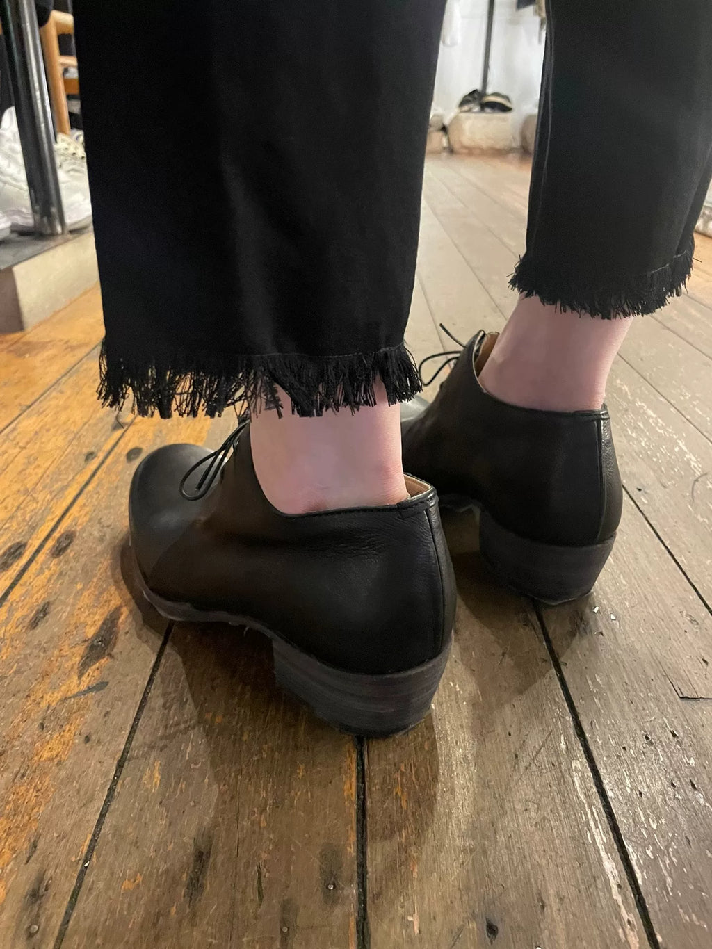 M.A+ SS18 Black Double Fold Derby Leather Shoes