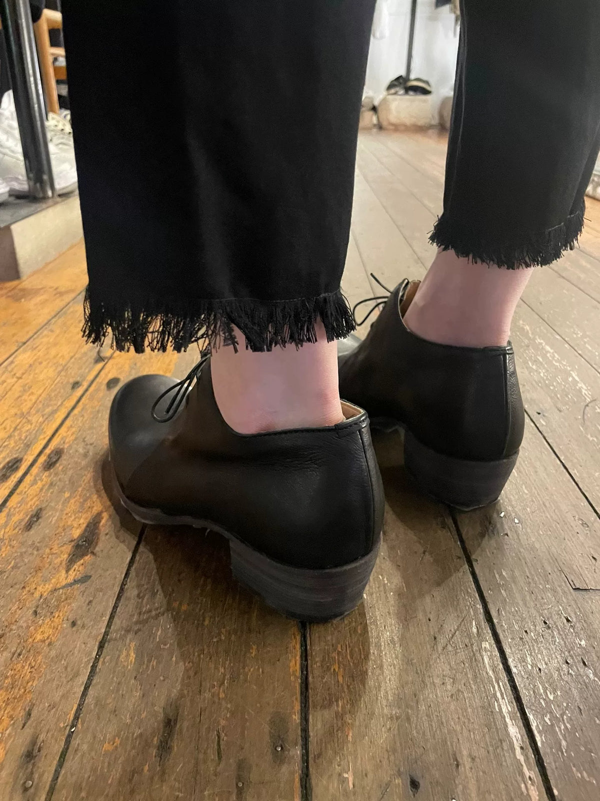 M.A+ SS18 Black Double Fold Derby Leather Shoes