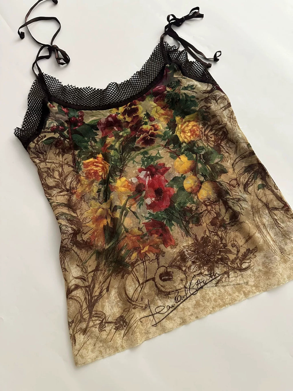 Jean Paul Gaultier 1999 Mesh Print Top