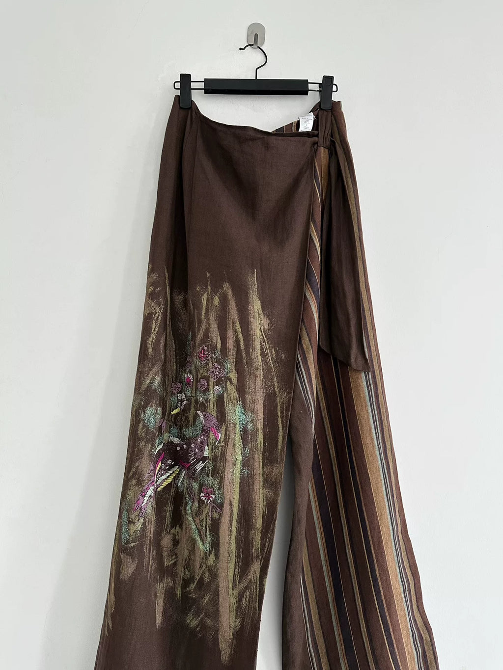 Kenzo 80s Linen Wrap-Style Wide-Leg Pants