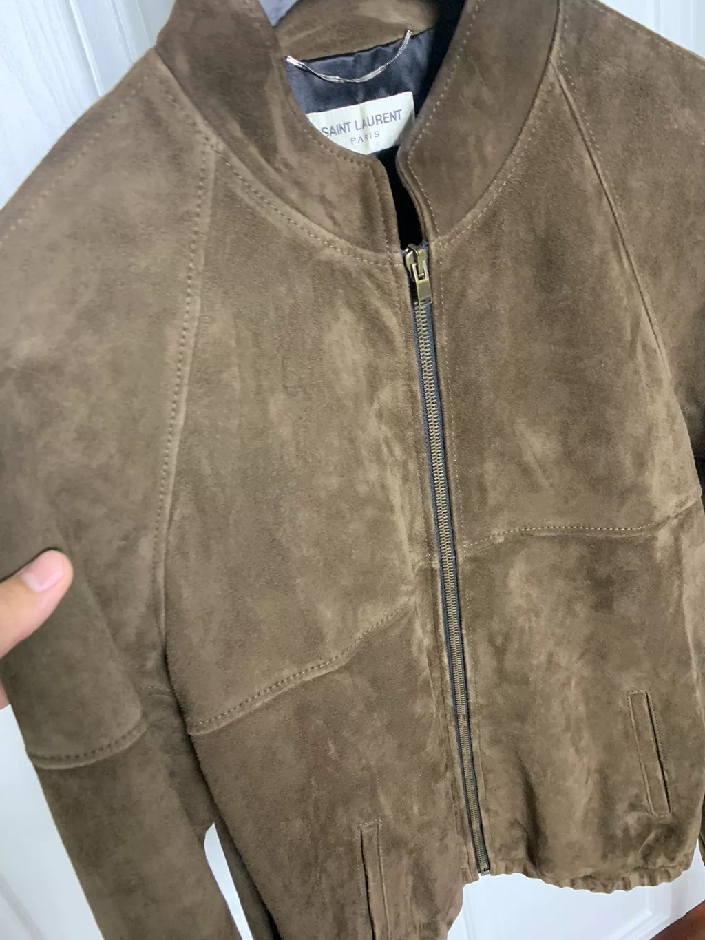 Saint Laurent 15FW Brown Suede Racer Jacket