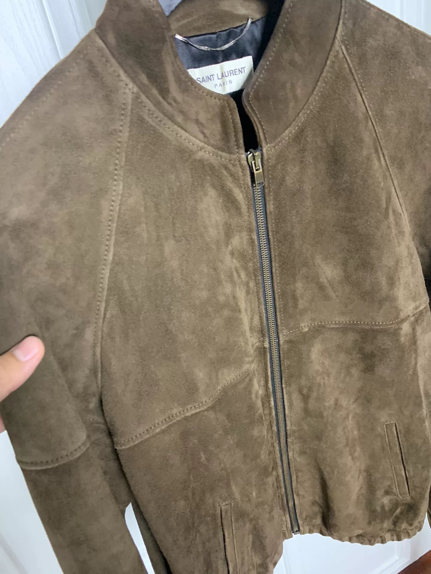 Saint Laurent 15FW Brown Suede Racer Jacket