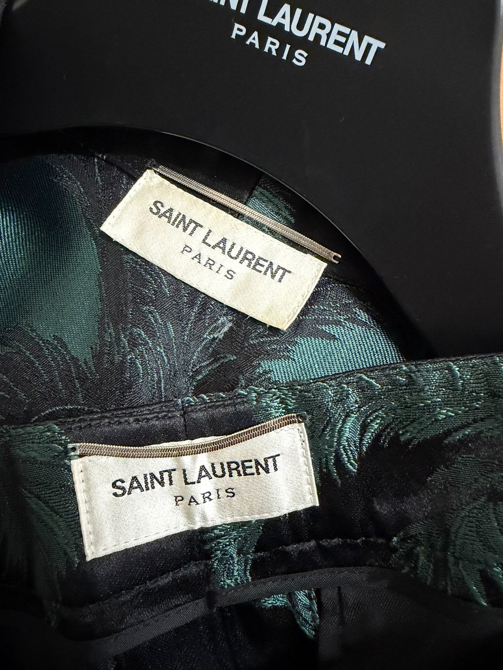 Saint Laurent Paris SS21 Palm Jacquard Silk Suit