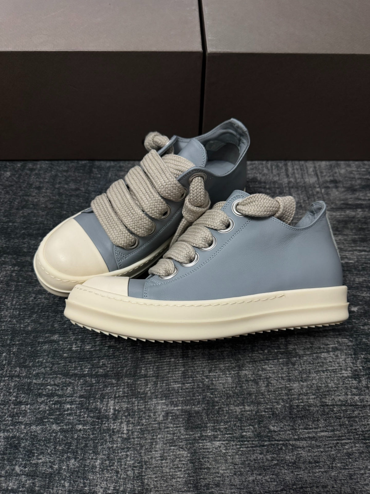 Rick Owens Thick-Lace Haze Blue Sneakers