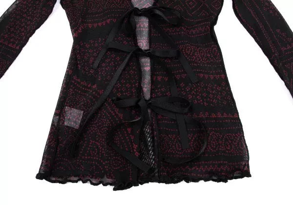 Jean Paul Gaultier Vintage Burgundy Floral Mesh Cardigan