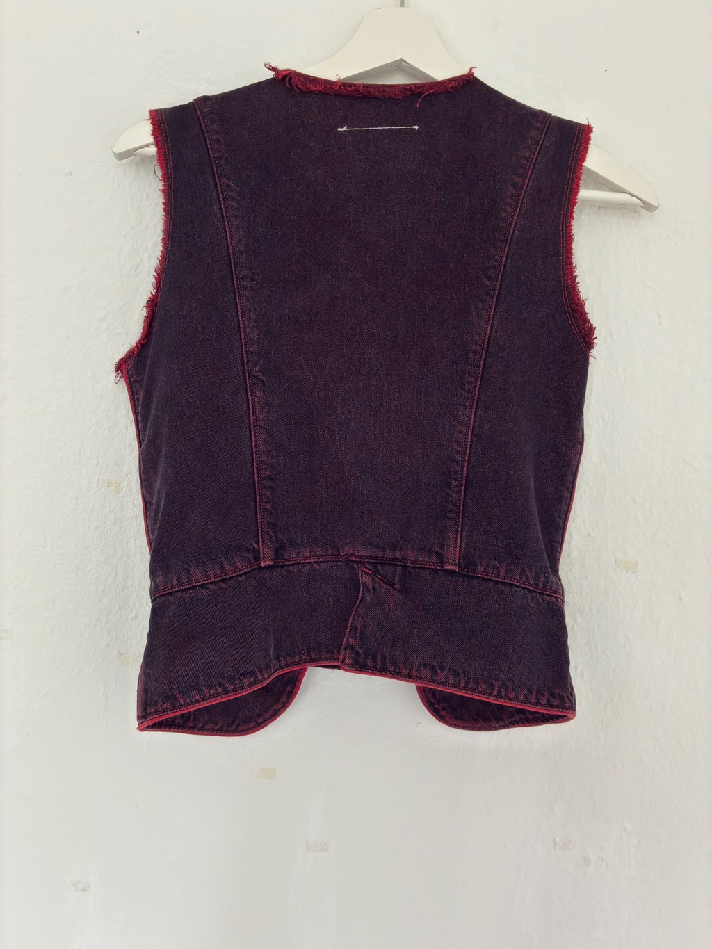 Maison Martin Margiela Red Brushed Denim Vest