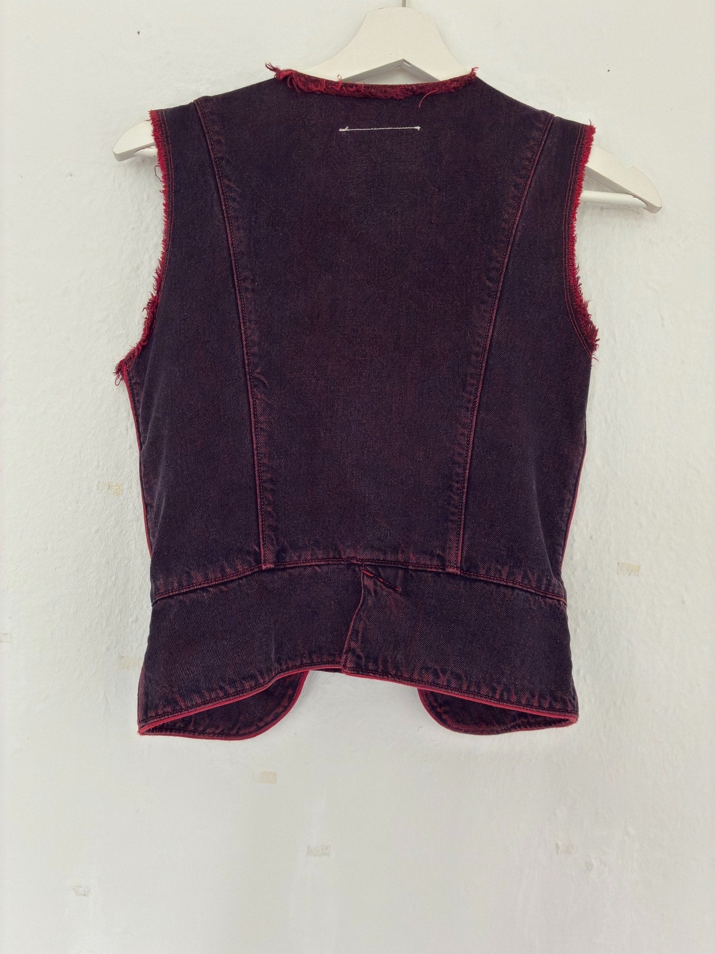 Maison Martin Margiela Red Brushed Denim Vest