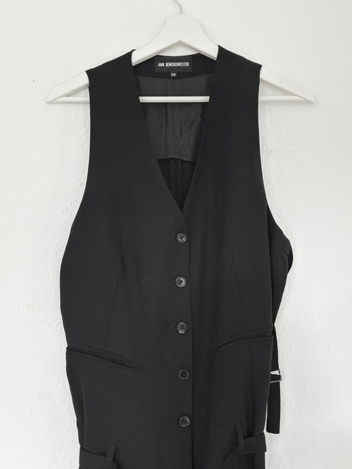 Ann Demeulemeester 1990s Lace-Up Wool Archive Jumpsuit