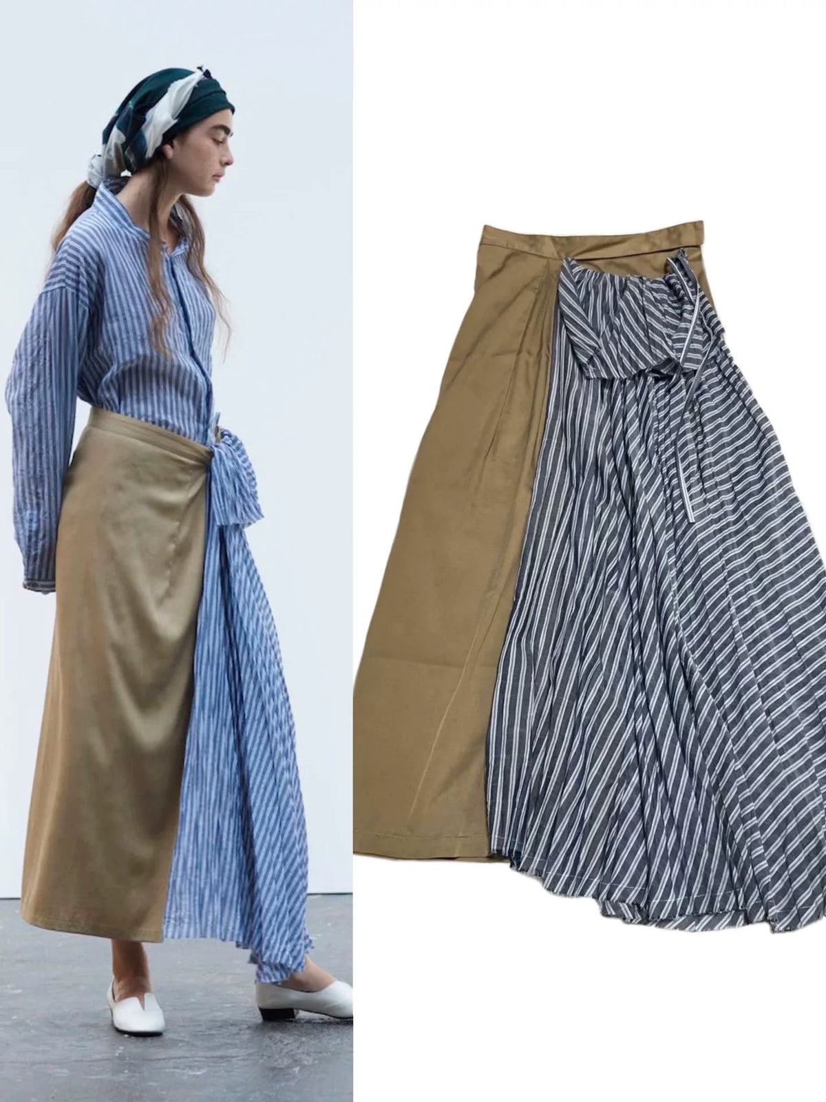 Y's Yohji Yamamoto SS17 Stripe Patchwork Skirt
