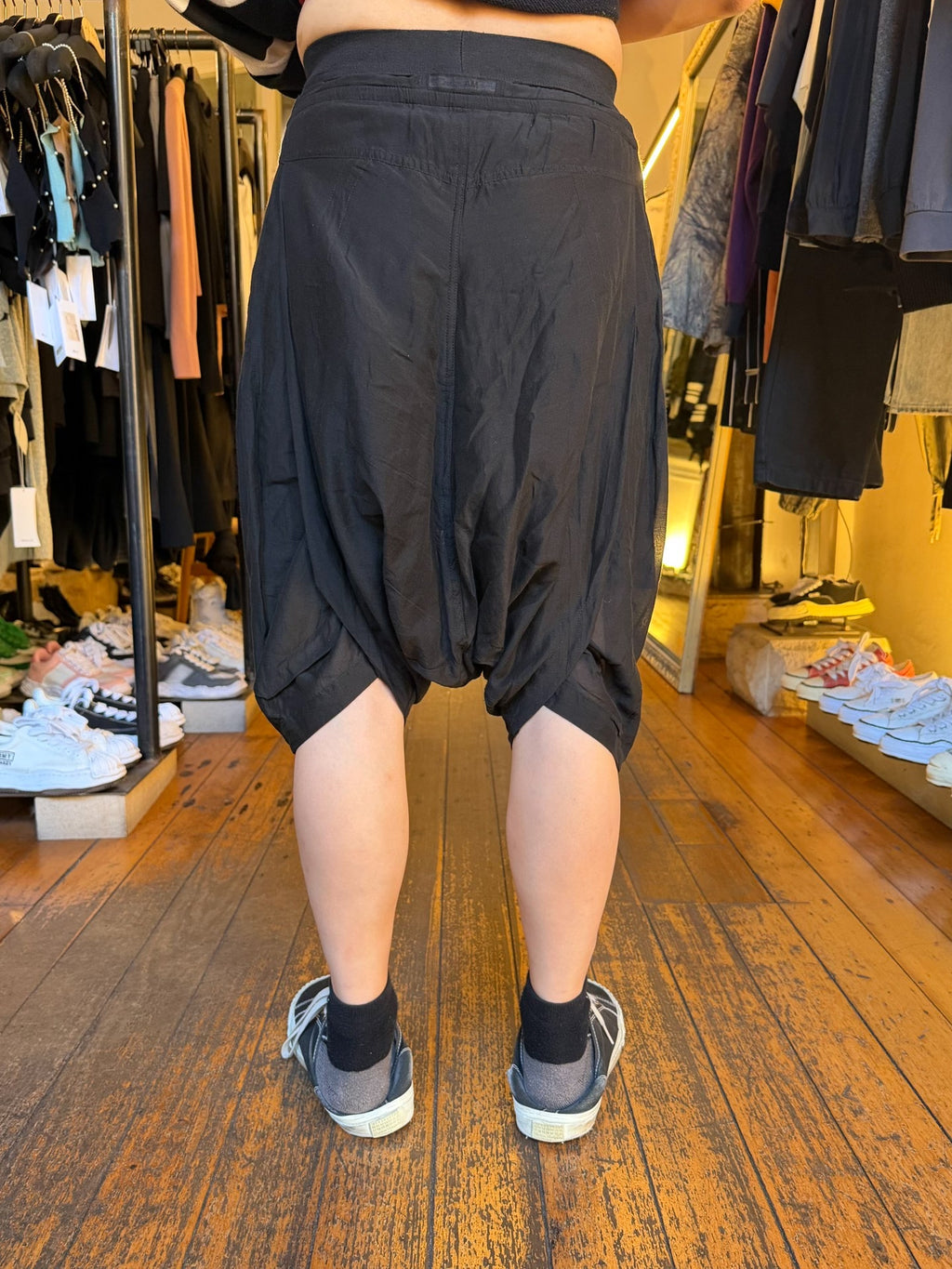 Julius SS15 Black Silk Cotton Pleated Skirt Pants