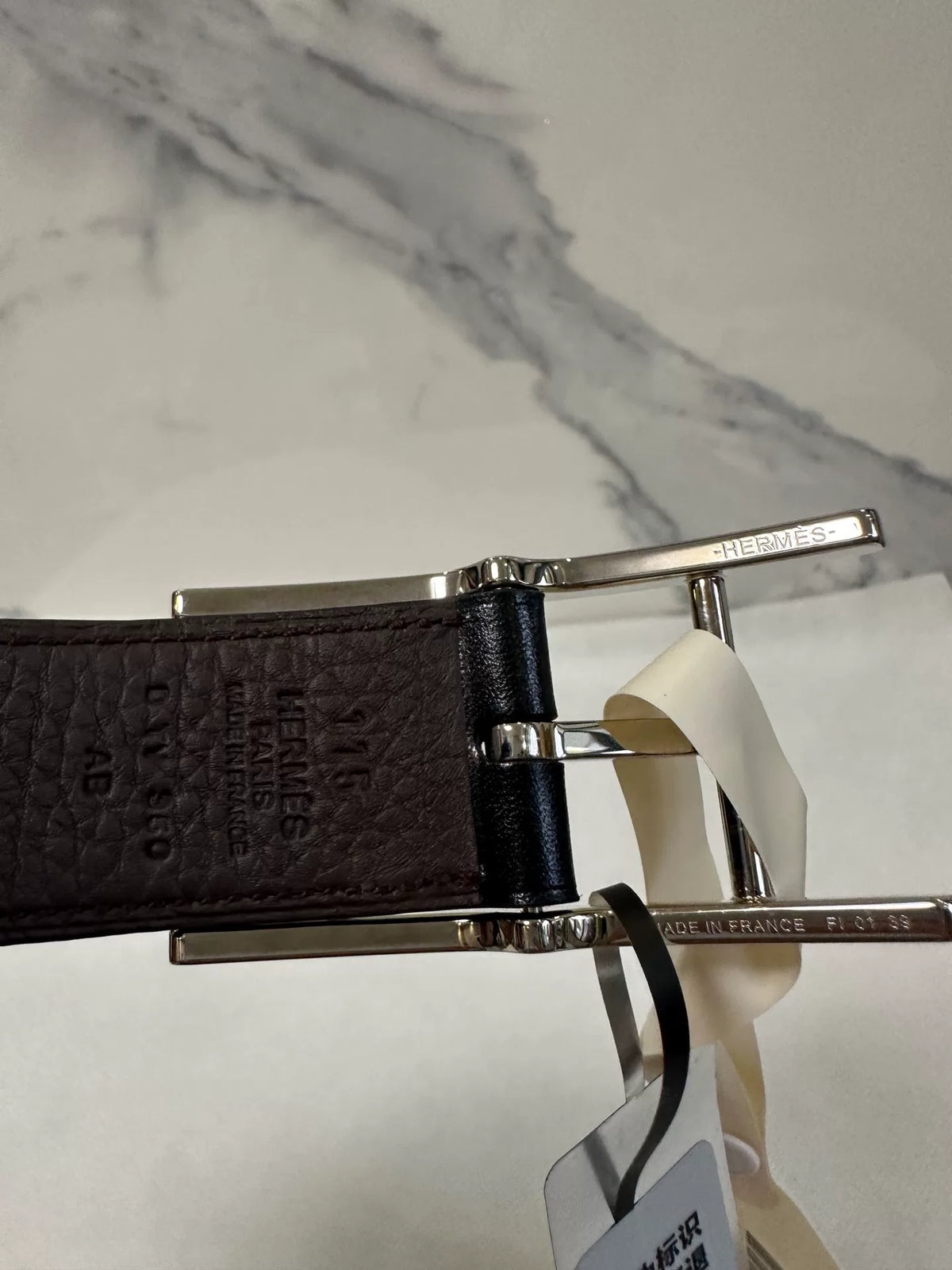 Hermes Black Silver H-Buckle Belt