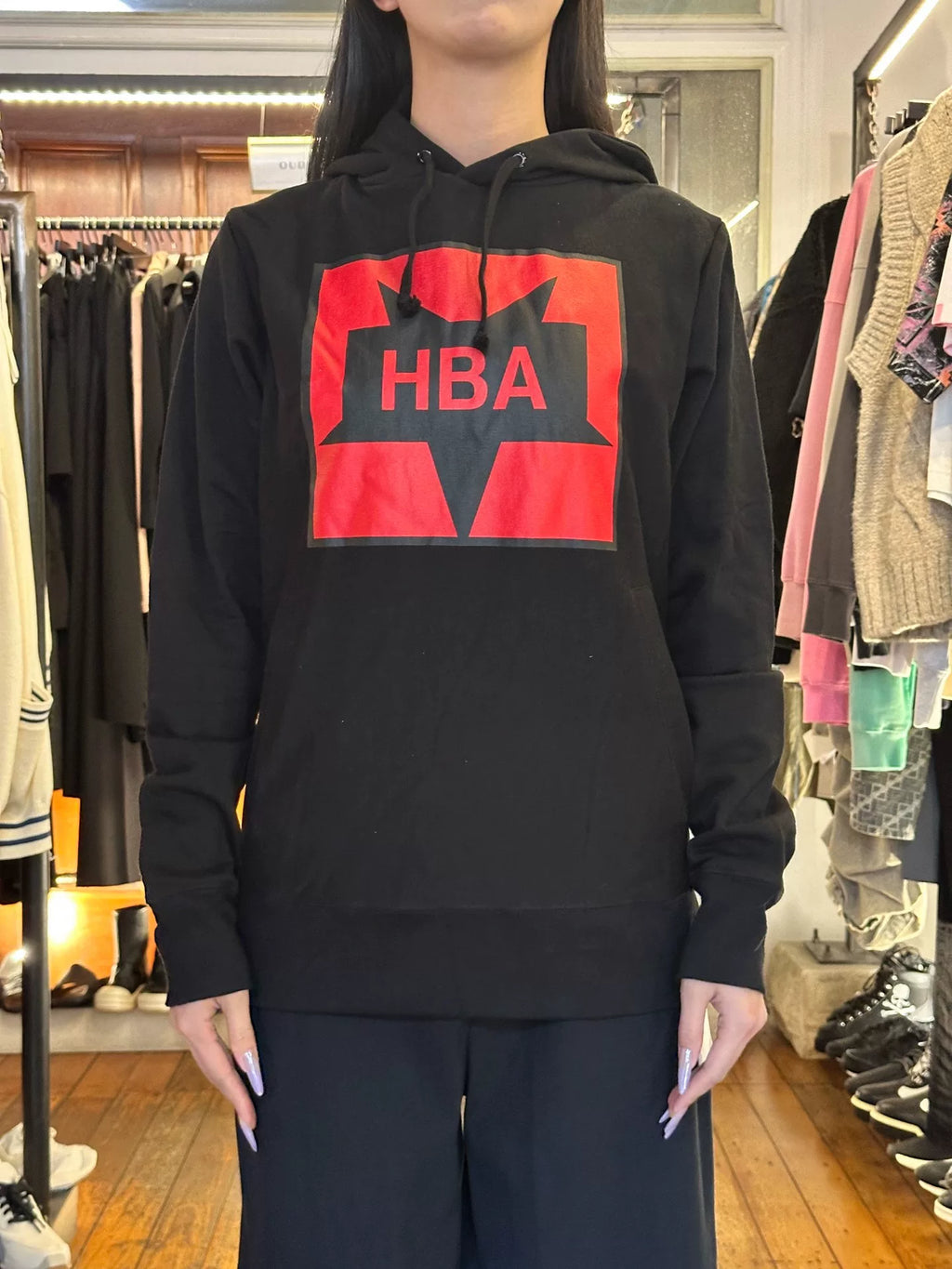 HBA Hood By Air FW15 Black Inverted Pentagram Hooded Cotton Sweatshirt