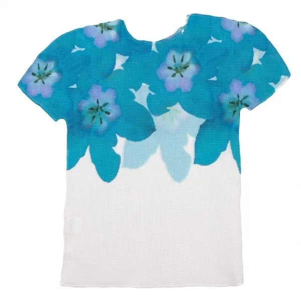 Issey Miyake Floral Pleated Short-Sleeve Top